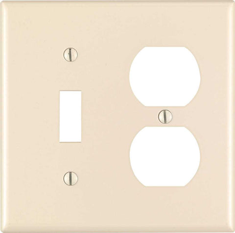 Leviton Toggle Switch And Duplex Wallplate, 2-gang, Standard, Light Almond