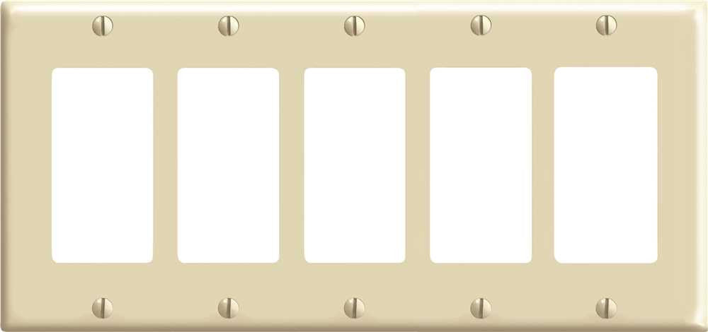 Leviton Decora Rocker Switch Wallplate, 5-gang, Standard, Light Almond