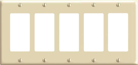 Leviton Decora Rocker Switch Wallplate, 5-gang, Standard, Light Almond