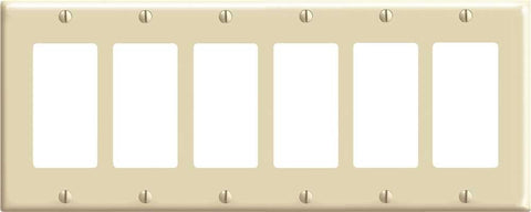 Leviton Decora Rocker Switch Wallplate, 6-gang, Standard, Light Almond