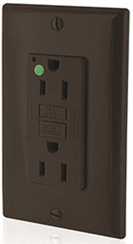 Leviton Smartlockpro Slim Gfci Receptacle With Wallplate, Hospital Grade, Nema 5-15r, 125 Volt, 15 Amp, Brown