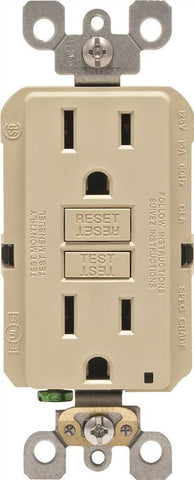 Leviton Smartlockpro Slim Gfci Receptacle With Wallplate, Hospital Grade, Nema 5-15r, 125 Volt, 15 Amp, Ivory