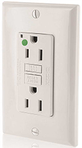 Leviton Smartlockpro Slim Gfci Receptacle With Wallplate, Hospital Grade, Nema 5-15r, 125 Volt, 15 Amp, White