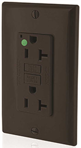 Leviton Smartlockpro Slim Duplex Receptacle With Wallplate, Nema 5-20r, 125 Volt, 20 Amp, Brown