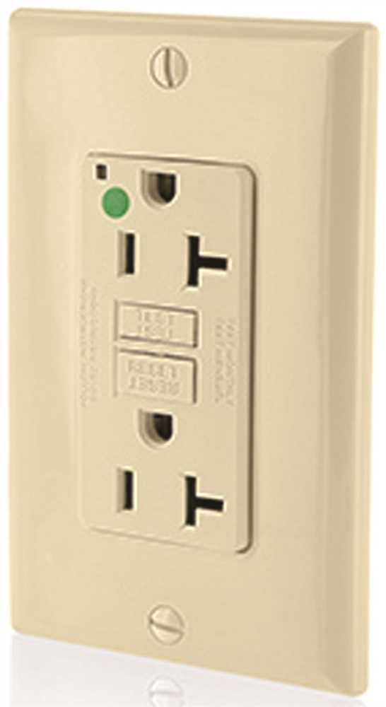 Leviton Smartlockpro Slim Duplex Receptacle With Wallplate, Nema 5-20r, 125 Volt, 20 Amp, Ivory