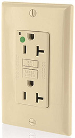 Leviton Smartlockpro Slim Duplex Receptacle With Wallplate, Nema 5-20r, 125 Volt, 20 Amp, Ivory