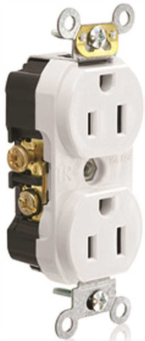 Leviton&reg; 2-pole Commercial Grade Tamper-resistant Duplex Receptacle, White, Nema 5-15r, 125 Volts, 15 Amps