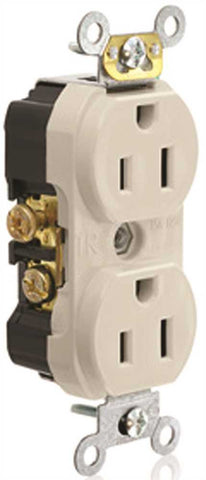 Leviton&reg; 2-pole Commercial Grade Tamper-resistant Duplex Receptacle, Light Almond, Nema 5-15r, 125 Volts, 15 Amps