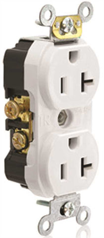 Leviton&reg; 2-pole Commercial Grade Tamper-resistant Duplex Receptacle, White, Nema 5-20r, 125 Volts, 20 Amps