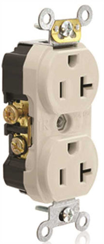 Leviton&reg; 2-pole Commercial Grade Tamper-resistant Duplex Receptacle, Light Almond, Nema 5-20r, 125 Volts, 20 Amps