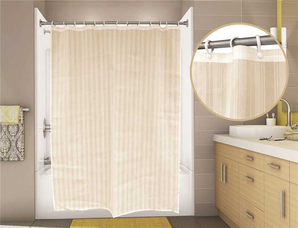 Premier Classic Stripe Shower Curtain, 6 Ft. X 6 Ft., Champagne