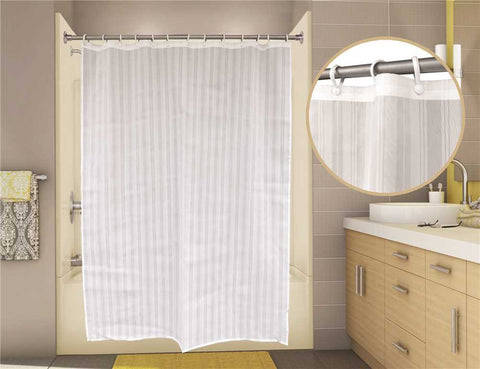 Premier Classic Stripe Shower Curtain, 6 Ft. X 6 Ft., White