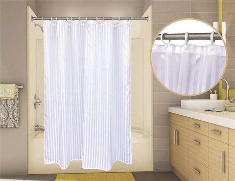 Premier Tuxedo Stripe Shower Curtain, 6 Ft. X 6 Ft., White