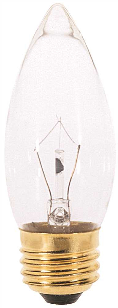 Satco Incandescent Decorative Lamp B11, 40 Watt, 130 Volt, Medium Base, Clear, 2,500 Average Rated Hours, 25 Per Box