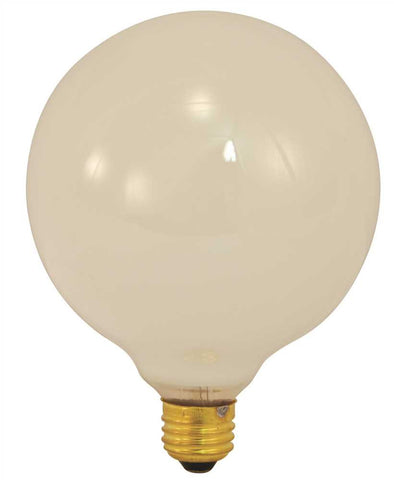 Satco Incandescent Decorative Lamp G40, 40 Watt, 120 Volt, Medium Base, Gloss White, 4,000 Average Rated Hours, 6 Per Box