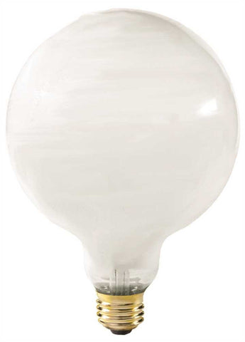 Satco Incandescent Decorative Lamp G40, 60 Watt, 120 Volt, Medium Base, Gloss White, 4,000 Average Rated Hours, 6 Per Box