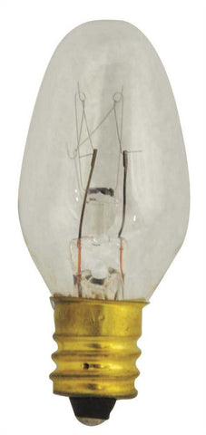 Satco Incandescent Night Light Lamp C7, 4 Watt, 120 Volt, Candelabra Base, Clear, 3,000 Average Rated Hours, 20 Per Box