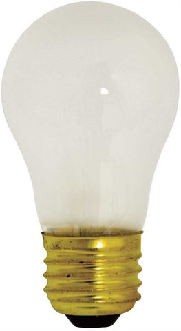 Satco Incandescent Appliance Lamp A15, 40 Watt, 130 Volt, Medium Base, Frost, 2,500 Average Rated Hours, 25 Per Box