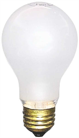 Satco Incandescent Lamp A19, Vibration Service, 60 Watt, 130 Volt, Medium Base, Frost, 120 Per Case