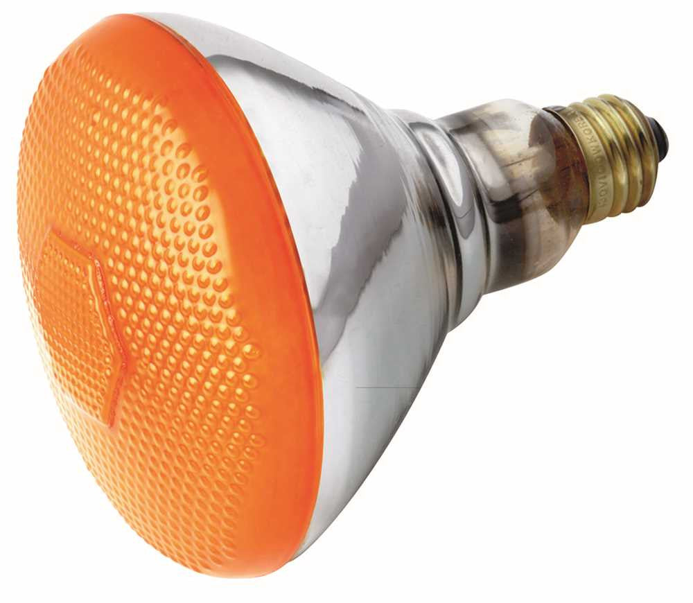 Satco Incandescent Reflector Lamp Br38, 100 Watt, 120 Volt, Medium Base, Amber, 2,000 Average Rated Hours, 6 Per Case