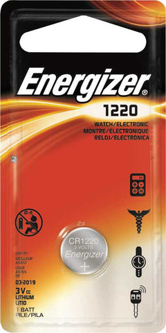 Energizer&reg; Cr1220 Lithium Coin Cell Battery, 3 Volts