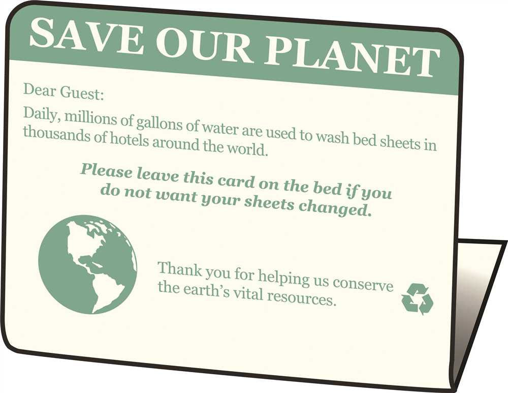 Hy-ko Products&reg; "save Our Planet, Do Not Change Bed Sheets" Easel, 50 Per Pack