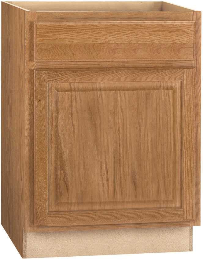 Rsi Home Products Hamilton Base Cabinet, Fully Assembled, Raised Panel, Oak, 24x34-1-2x24 In.