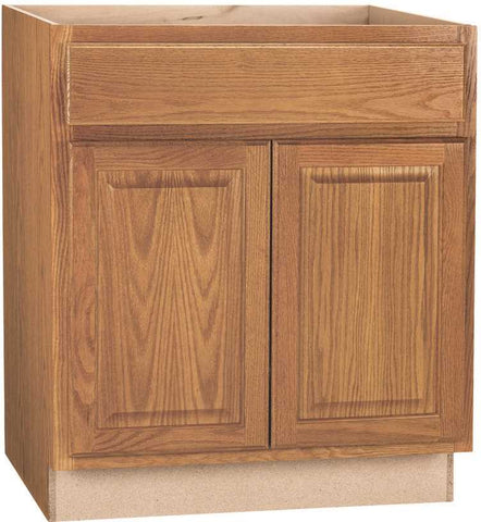 Rsi Home Products Hamilton Base Cabinet, Fully Assembled, Raised Panel, Oak, 30x34-1-2x24 In.