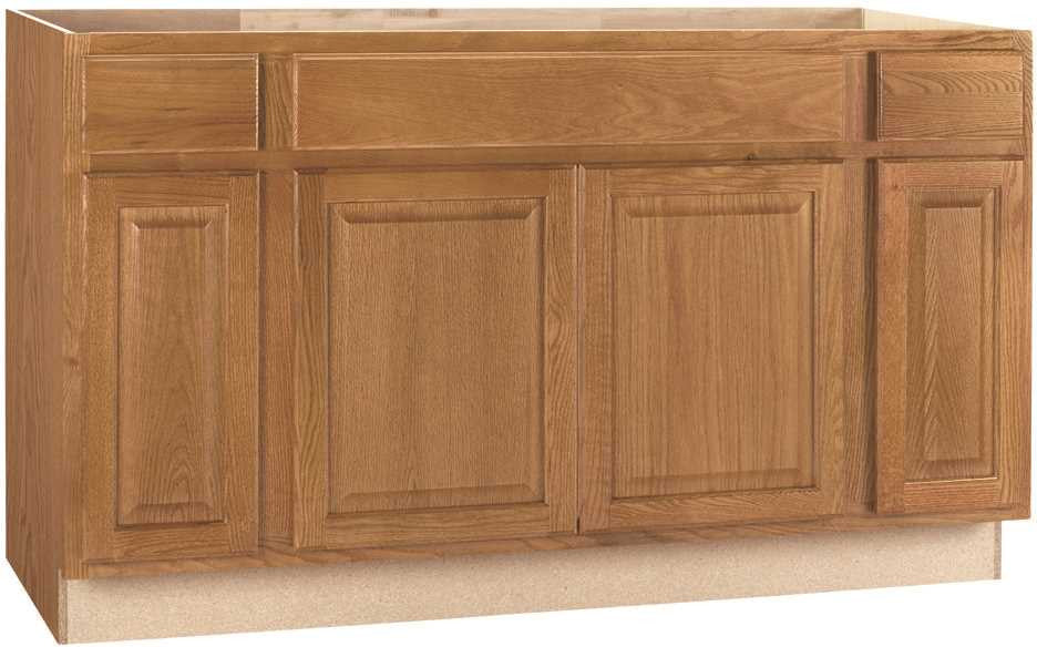 Rsi Home Products Hamilton Sink Base Cabinet, Fully Assembled, Raised Panel, Oak, 60x34-1-2x24 In.