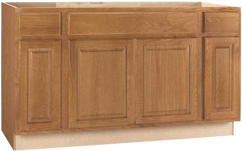 Rsi Home Products Hamilton Sink Base Cabinet, Fully Assembled, Raised Panel, Oak, 60x34-1-2x24 In.