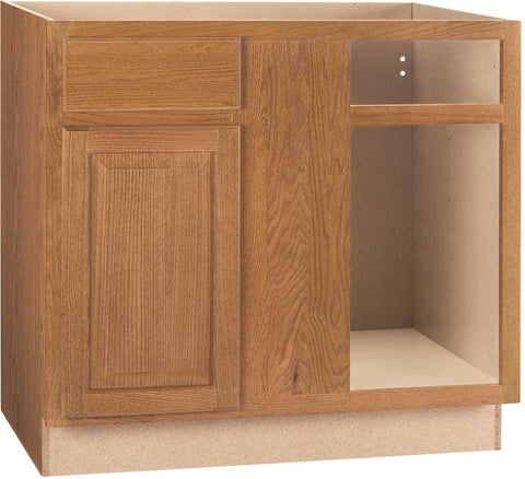 Rsi Home Products Hamilton Blind Corner Base Cabinet, Fully Assembled, Raised Panel, Oak, 36x34-1-2x24 In.