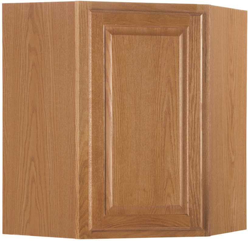 Rsi Home Products Hamilton Corner Wall Cabinet, Fully Assembled, Raised Panel, Oak, 24x30x12 In.