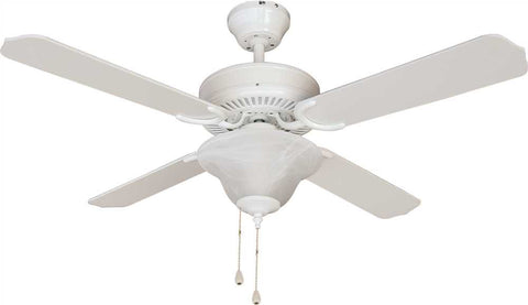 Royal Cove 4-blade Dual-mount Ceiling Fan With Frosted Alabaster Bowl Light Kit, White, 42 In.