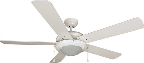 Royal Cove 5-blade Ceiling Fan With Frosted Disc Light Kit, White, 52 In.