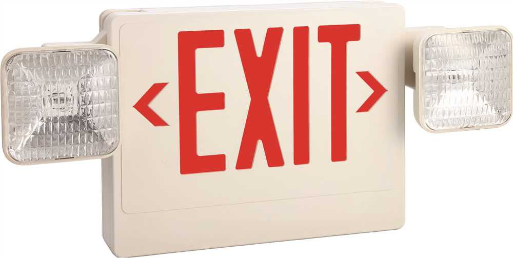 Monument&reg; Exit And Led Emergency Light Combination, Single Face With Red Exit Letters