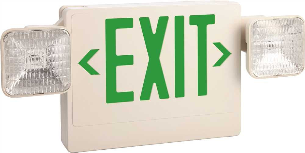 Monument&reg; Exit And Led Emergency Light Combination, Single Face With Green Exit Letters, 6-watts, 6 Volts