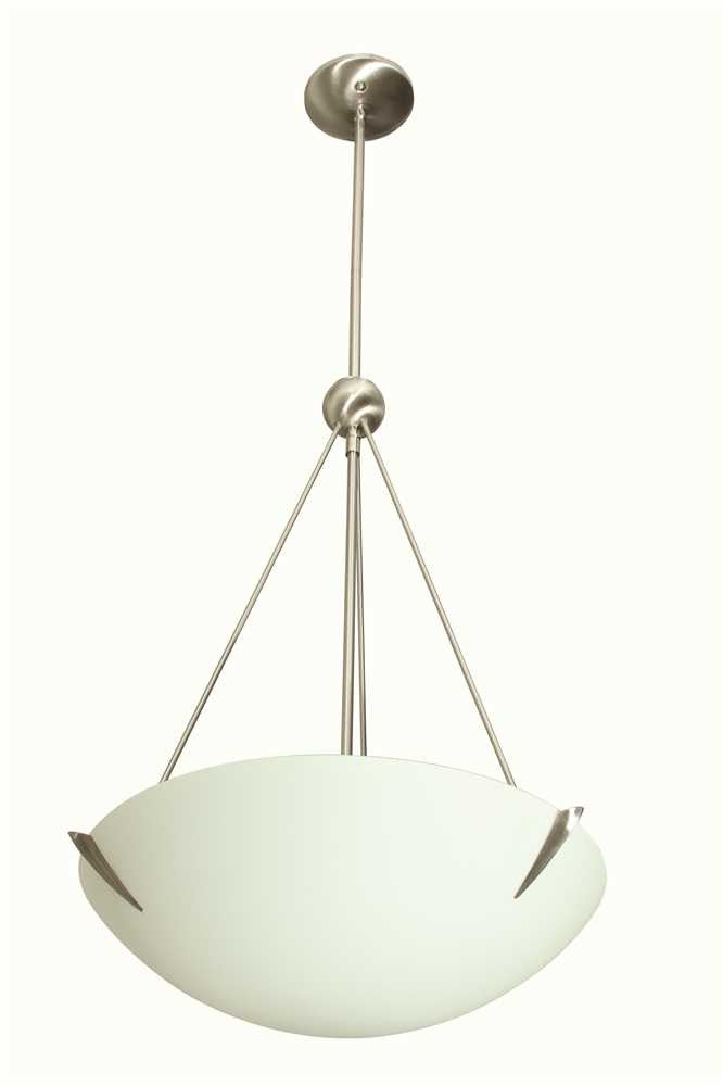 Monument&reg; 2-light Pendant With Sandblasted Glass, Brushed Nickel, 17 X 41-1-2 In., 3 60-watt E26 Base Bulb (not Included)