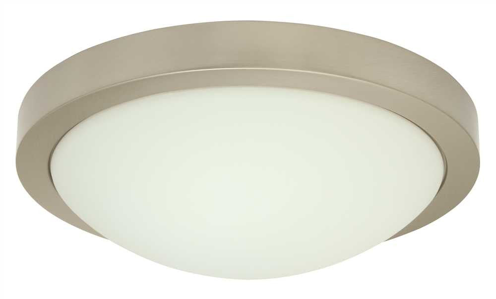 Monument&reg; Flush-mount Ceiling Fixture, Brushed Nickel, 13 X 4 In., 2 13-watt Gu24 Base Bulb Included