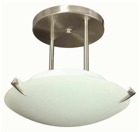 Monument&reg; Semi Flush Ceiling Fixture, Brushed Nickel, 12 In., Uses 2 60-watt E26 Base Bulb (not Included)