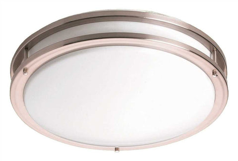 Monument&reg; Flush-mount Ceiling Fixture, Satin Nickel, 9-7-8 X 3-1-2 In., 1 22-watt G10q Base Bulb Included