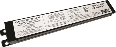 Monument&reg; 2-lamp Electronic Fluorescent Ballast, Programmed Rapid Start, 120 - 277 Volts, 28 Watts