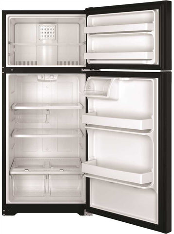 Ge&reg; 15.5 Cu. Ft. Top-freezer Refrigerator, Black, Reversible Door Swing