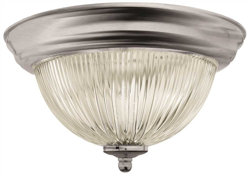 Monument&reg; Halophane Dome Ceiling Fixture, Brushed Nickel, 13-1-2 In., Uses 2 60-watt Incandescent Medium Base Lamps*