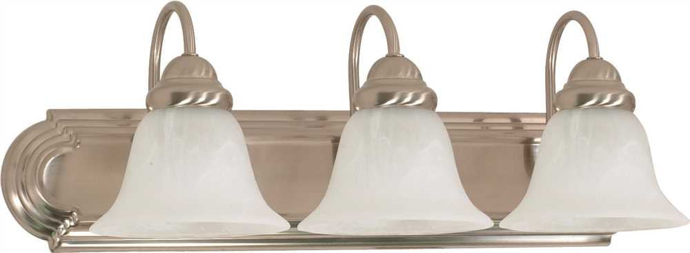 Monument&reg; 3-light Vanity Fixture, Brushed Nickel, 24 X 7-5-8 In., Uses (3) 100-watt Incandescent Medium Base Lamps*