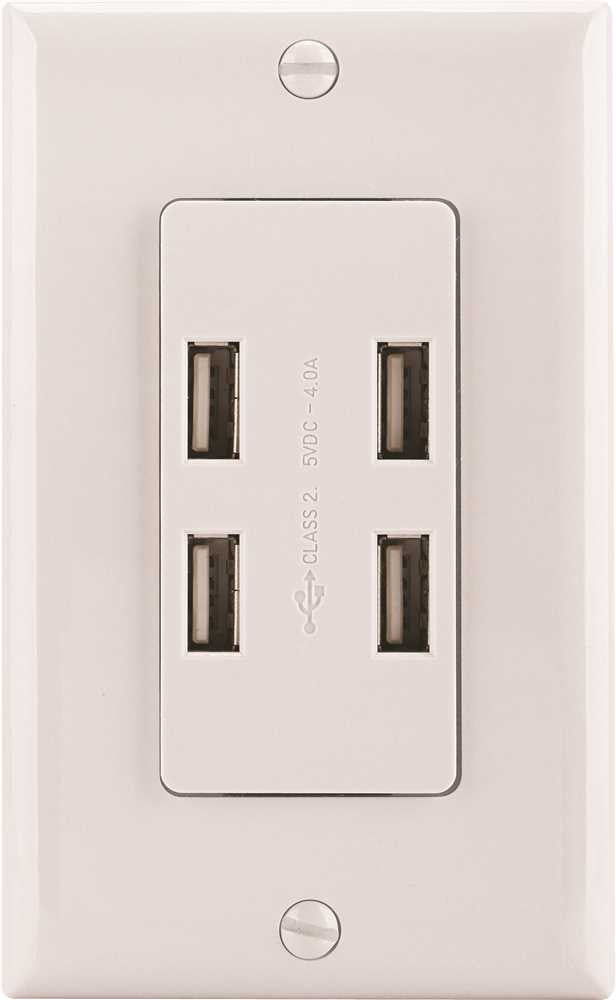 Preferred Industries&trade; Usb Charging Receptacle, 4 Port, White