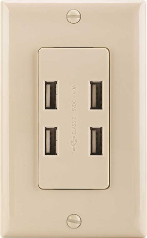 Preferred Industries&trade; Usb Charging Receptacle, 4 Port, Ivory