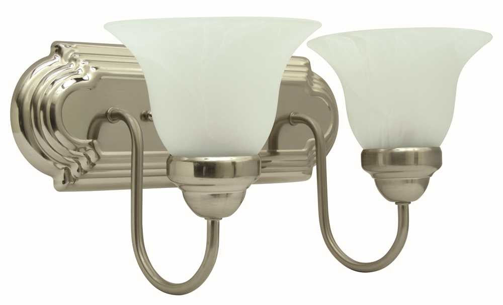 Monument&reg; 2-light Wall Fixture, Brushed Nickel, 14 In., Uses 2 100-watt Medium-base Lamps