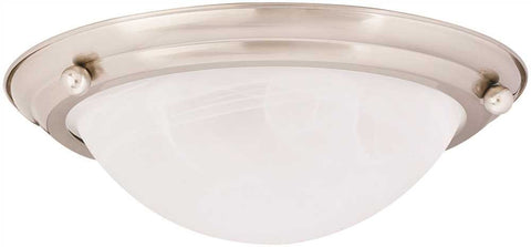 Monument&reg; Flush Mount Ceiling Fixture, Brushed Nickel, 15-1-2 X 4-3-4 In., Uses 2 75-watt Incandescent Medium Base Lamps*