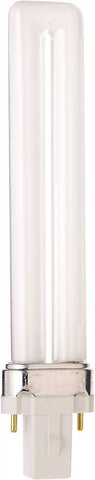 Satco&reg; Pl Type Compact Fluorescent Lamp, T4, Dual Tube, 9 Watts, 3500k, 82 Cri, G23 Base