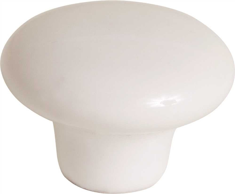 Anvil Mark&reg; Cabinet Knob, 1-1-2 In., White Ceramic, 5 Per Pack